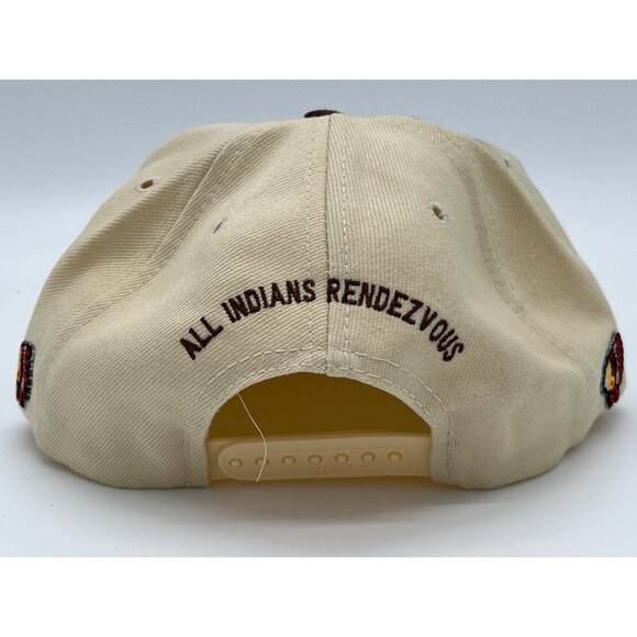 All Indians Rendezvous Beige & Brown Teepee Embroidered Snapback Cap - Picture 3 of 9
